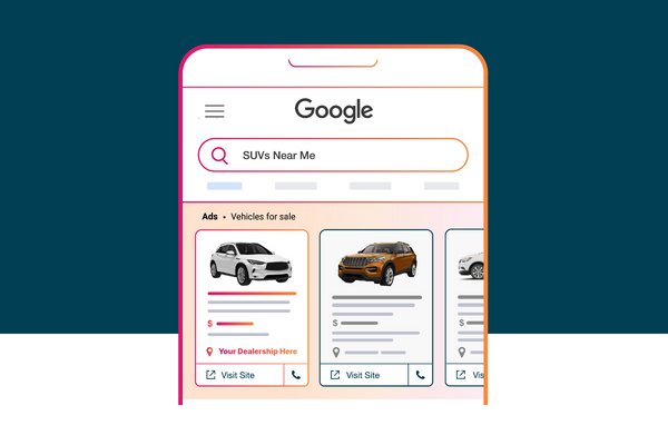 Google vehicle ads displaying multiple SUV listings that automatically update as dealership inventory and pricing change.