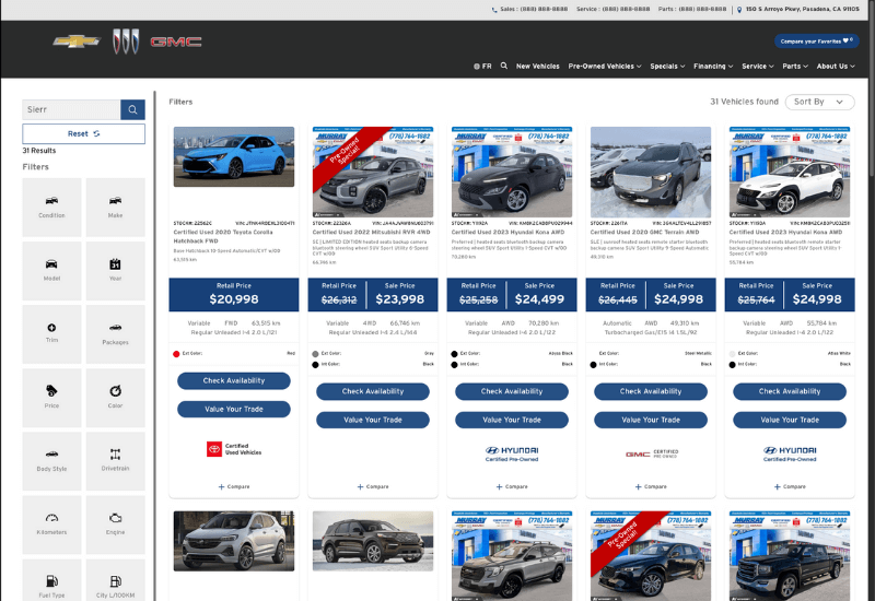 Screenshot of a Catalyst IQ Buick website