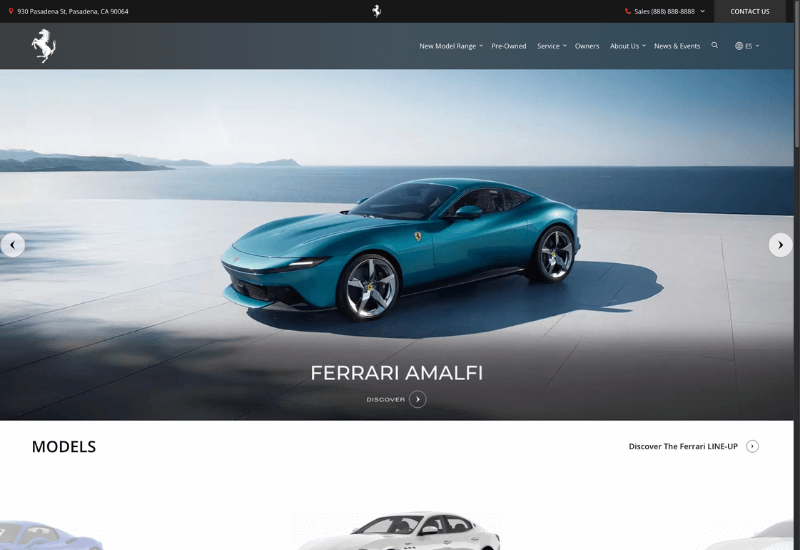 Screenshot of a Catalyst IQ Ferrari website