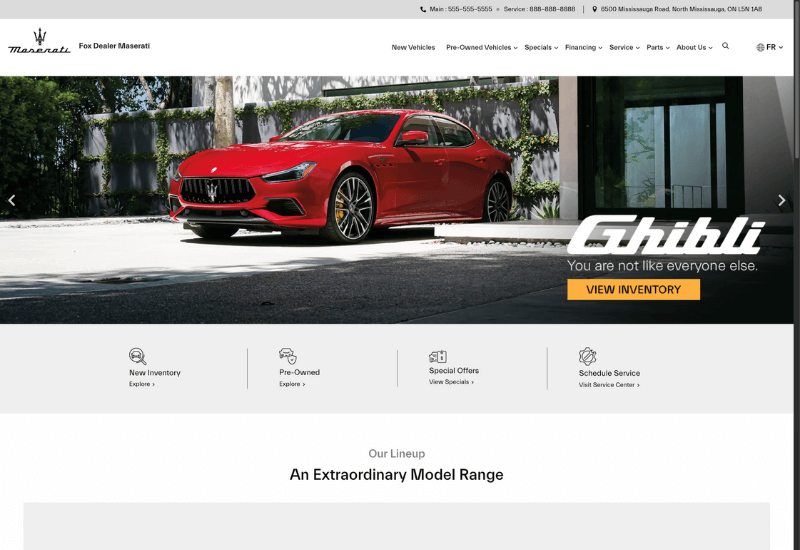 Screenshot of a Catalyst IQ Maserati website