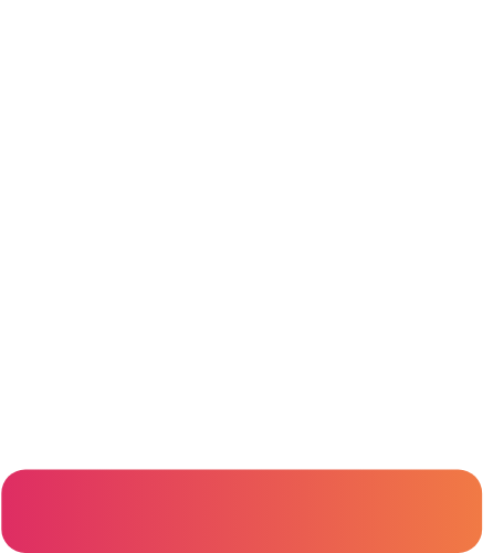 CATALYST IQ icon in white with an underline in a pink and orange gradient